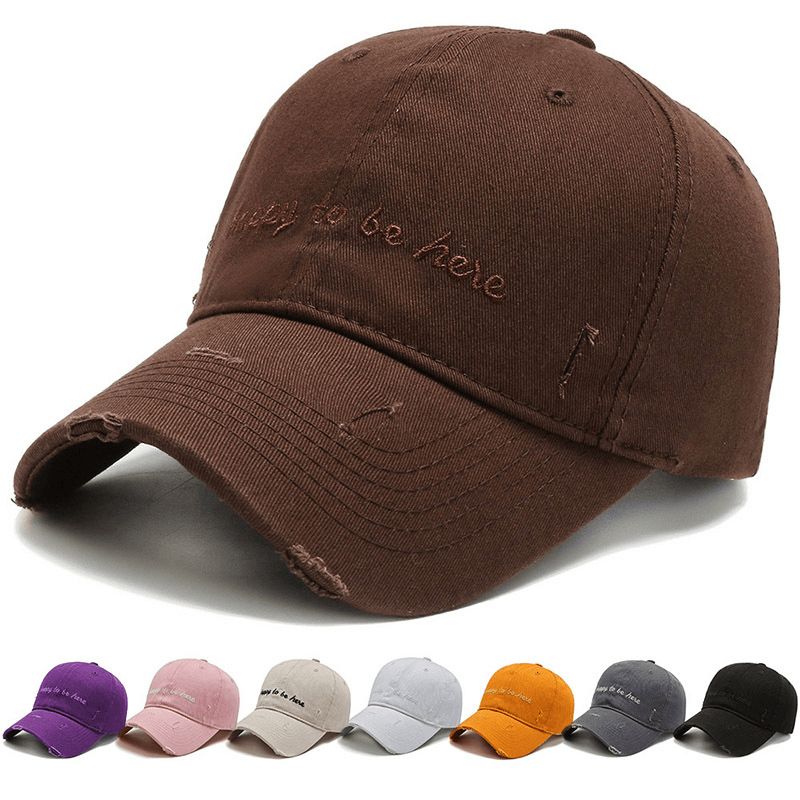 Men'S Solid Color Letter Embroidery Soft Top Cap - MRSLM