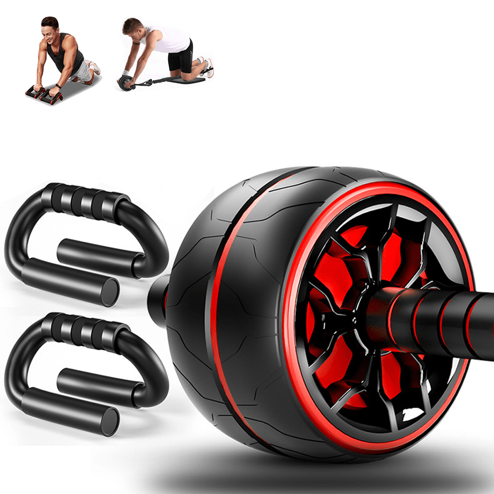 Abdominal Roller Fitness Slimming Core Workout Ab Wheel Roller Push Ups Stand with Kneeling Pad - MRSLM