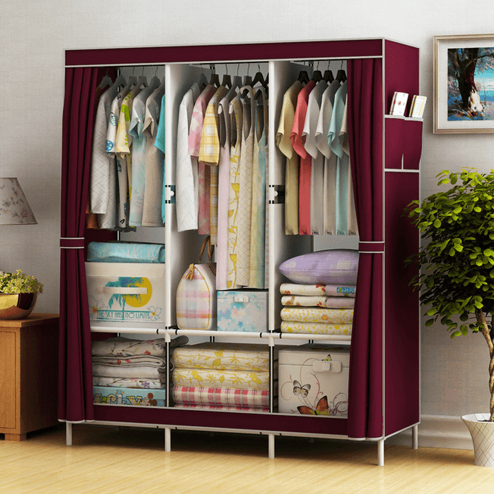 Simple Cloth Wardrobe Fabric Steel Tube Assembly Wardrobe Modern Economic Clothes Storage Bag Wardrobe Dormitory Storage Cabinet - MRSLM