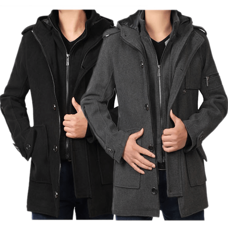 Men'S Winter Thick Windbreaker Mid-Length Slim Fit - MRSLM