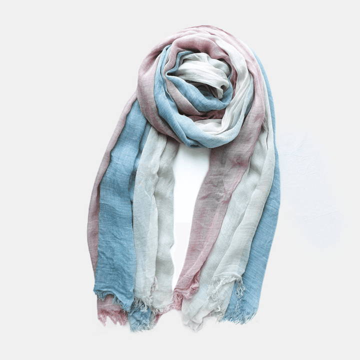 Women Cotton Gradient Color Natural Fold Silk Scar Casual Neck Protection Literary Style Scarf - MRSLM