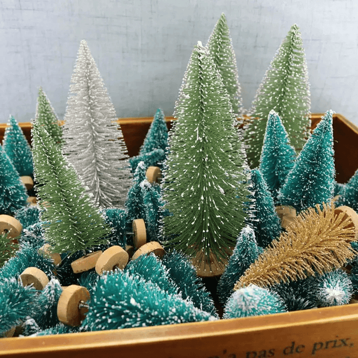 12 Pcs Mini Christmas Tree Sisal Silk Cedar Decor Small Christmas Tree Gold Silver Blue Green White Mini Christmas Tree - MRSLM