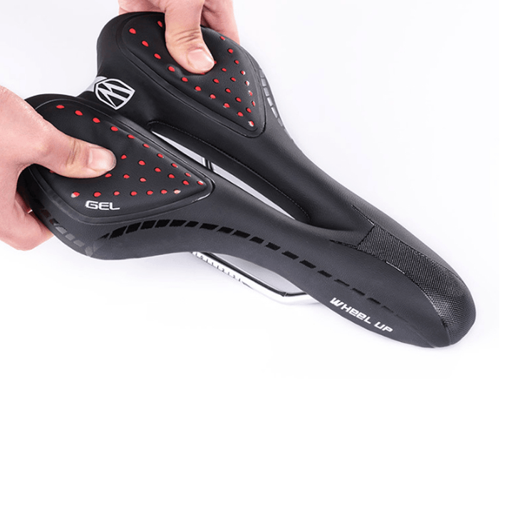 WHEEL up Bike Saddle Hollow Breathable Reflective Absorption Rainproof Soft Memory Sponge Cushion Bicycle Seat - MRSLM