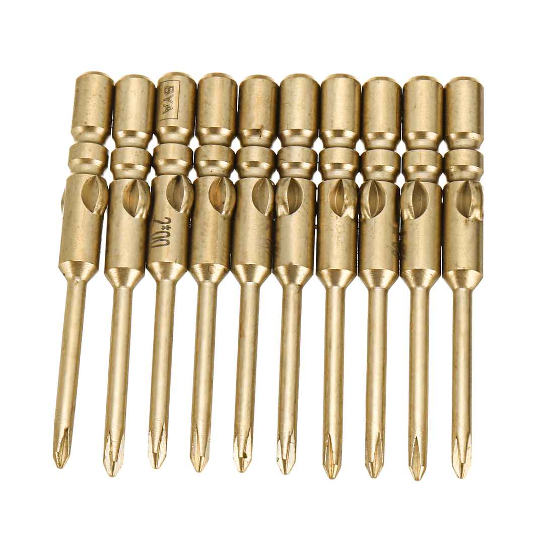 10Pcs 40Mm Magnetic Screwdriver Bits Hex Cross Head PH0 PH1 PH2 Bit for Electric Screwdriver - MRSLM