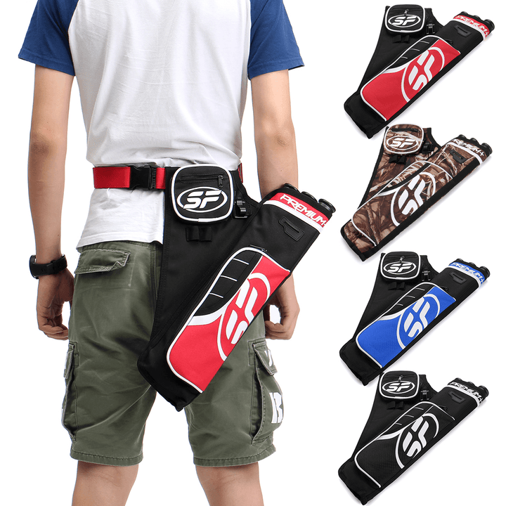 3-Tube Arrow Holder Archery Bow Quiver Adjustable Waist Belt Strap Pouch Bag - MRSLM