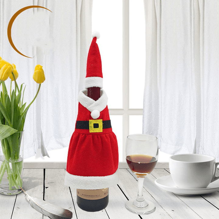 Xmas Santa Claus Red Wine Bottle Cover Wrap Christmas Party Table Dinner Decor Cover Bags Home Party - MRSLM