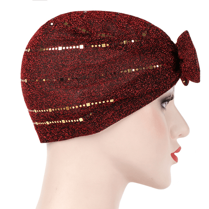 Women Muslin Studded Breathable Beanie Hat Turban Caps - MRSLM