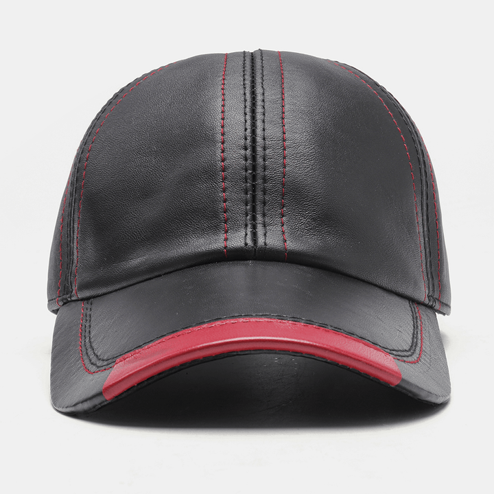 Men Genuine Leather Casual Sunvisor Sport Baseball Hat - MRSLM