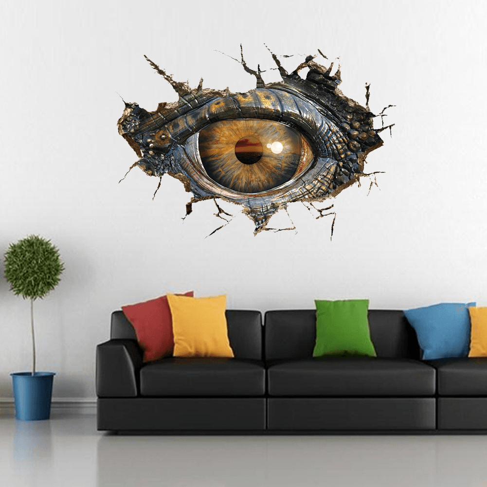 Miico Creative 3D Eye of Dinosaur Broken Wall PVC Removable Home Room Decorative Wall Door Decor Sticker - MRSLM