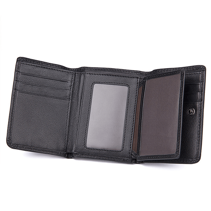 9 Card Slots Men Genuine Leather RFID Blocking Secure Wallet Minimalist Classic Card Holder - MRSLM