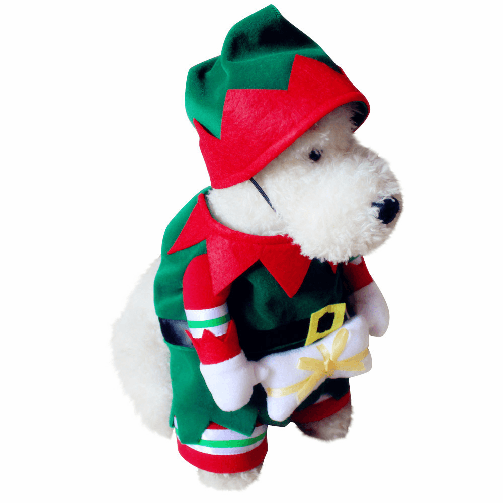 Pet Dog and Cat Christmas Suit Santa Claus Dressing up Party Apparel Clothing with Hat - MRSLM