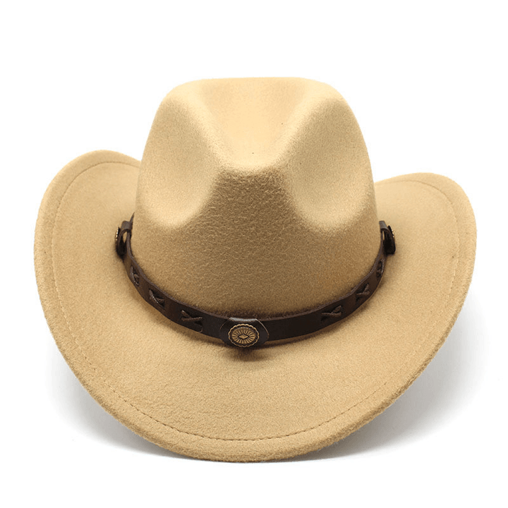 European and American Style Western Cowboy Hat Cross-Border Autumn and Winter Woolen Jazz Hat - MRSLM