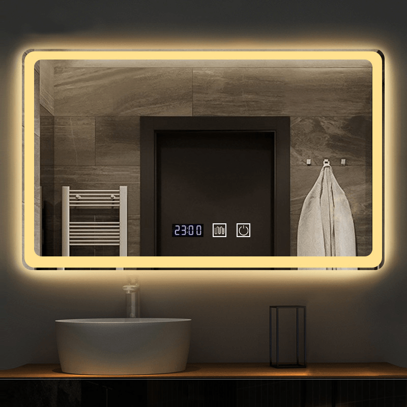 YIKOLA Bathroom Mirror with LED 3 Lighting Modes Defog Function Touch Control Makeup Mirror - MRSLM