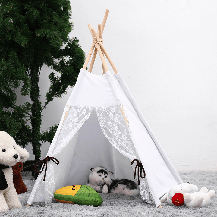 80Cm Large Kids Canvas Portable Teepee Tent Kids Sleeping Playing Photography Photo Props Kids Teepee Tipi House Toddler Children Tipi Tee Tent Gifts - MRSLM