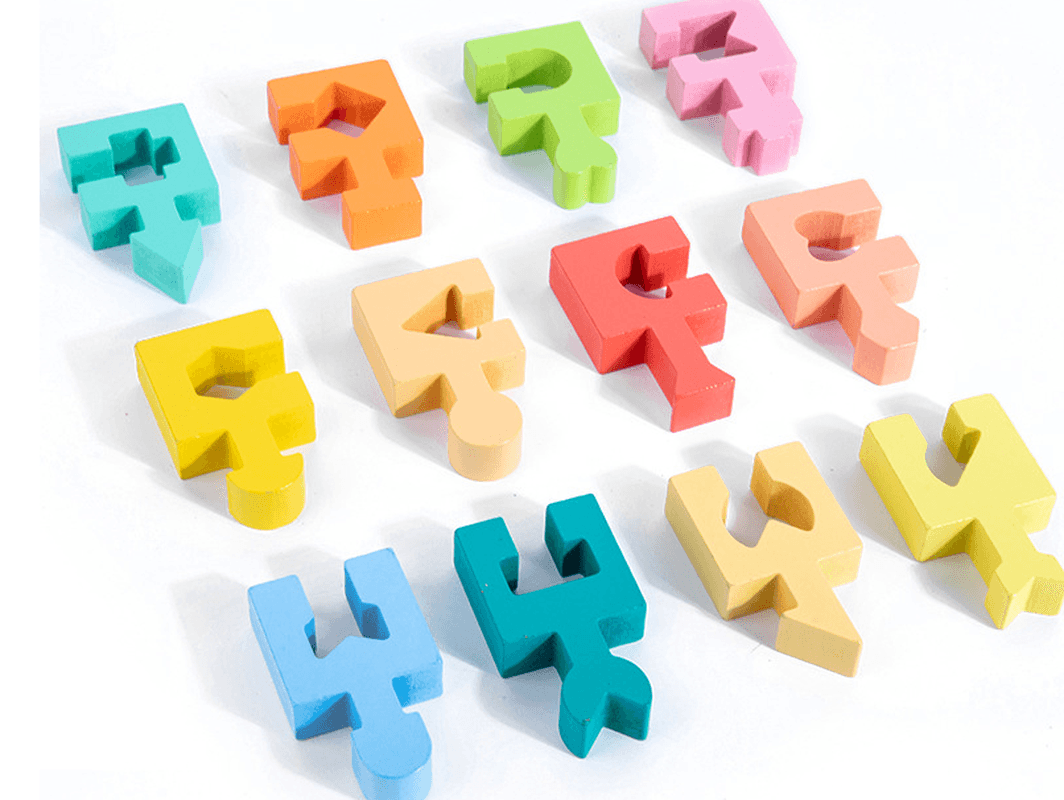 Wooden Puzzle Blocks with Geometric Shapes for Children - MRSLM