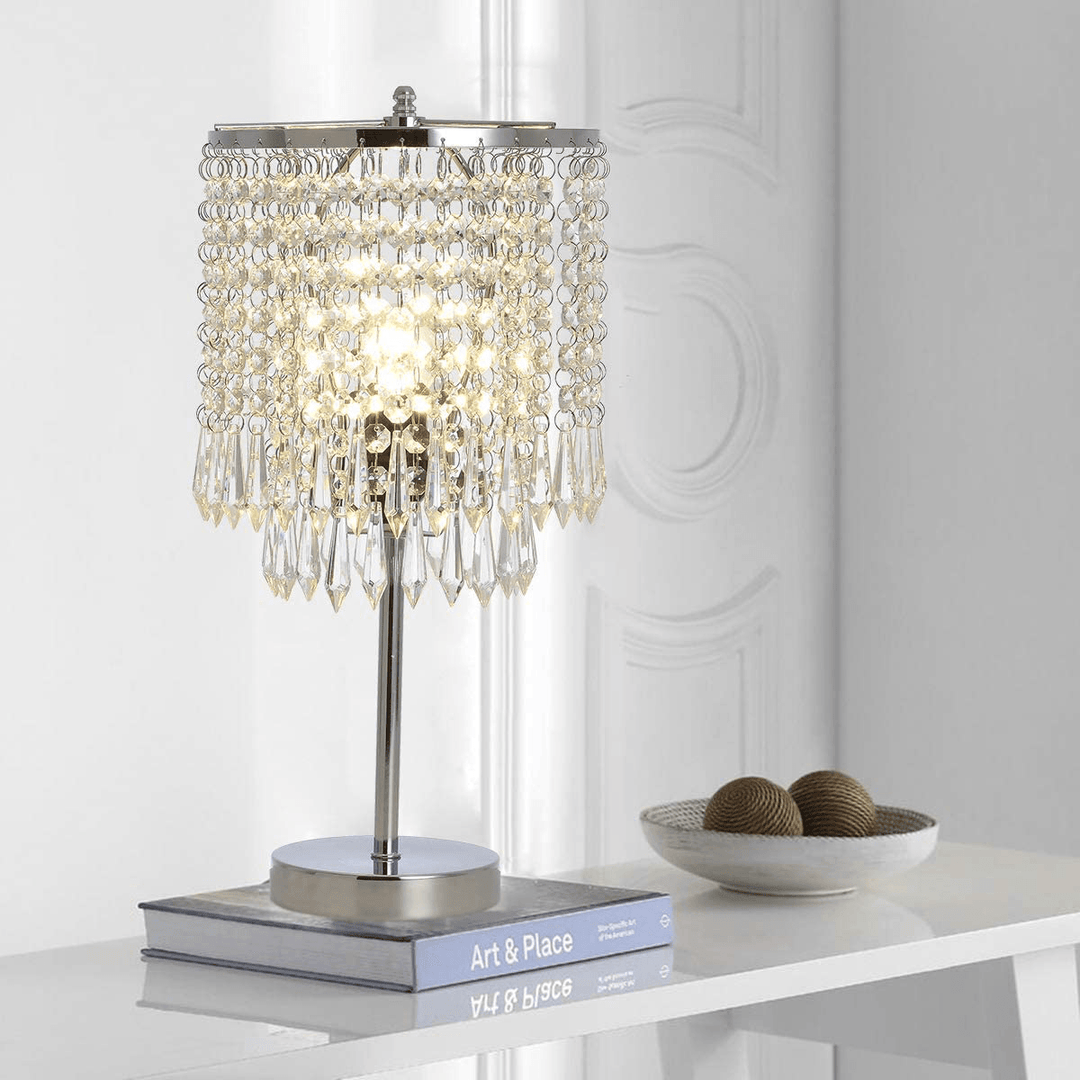 Crystal Table Pendant Lamps Bedroom Modern Wedding Decoration Dimmable Desk Lamp for Bedside Living Room Lighting - MRSLM