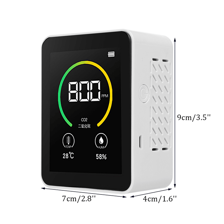 Gas Co2 Sensor Detector Air Quality Monitor Analyzer W/ Temperature Humidity Display - MRSLM