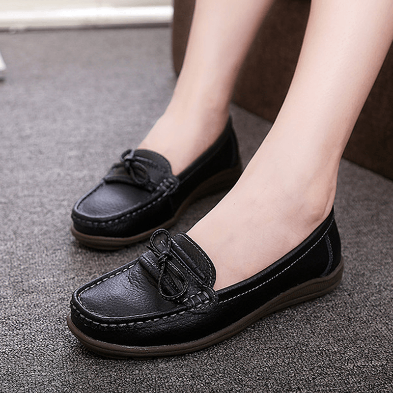 Women Flat Slip on Casual Soft Outdoor round Toe Flat Loafers Shoes - MRSLM