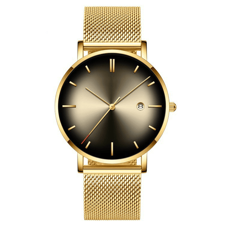 Fashion Casual Alloy Business Gradient Color Multi-Function Mesh Strap Quartz Watch - MRSLM