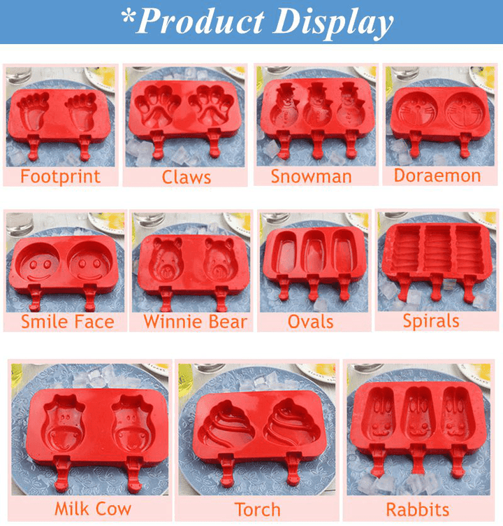 Creative Silicone Ice Cream Mold Ice Lolly Mold Rod Ice Mold Red Food Grade - MRSLM