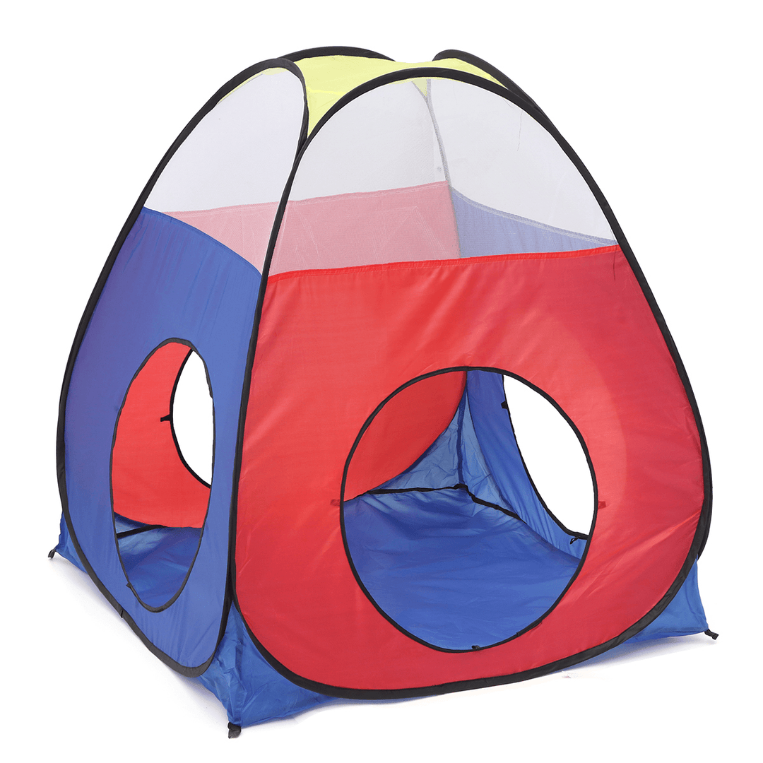 4 in 1 Kids Foldable Basketball Toys Set Triangle Tent+Tunnel+Four-Corner Tent Indoor＆Outdoor Playhouse Intelligence＆Crawling Ability Training - MRSLM