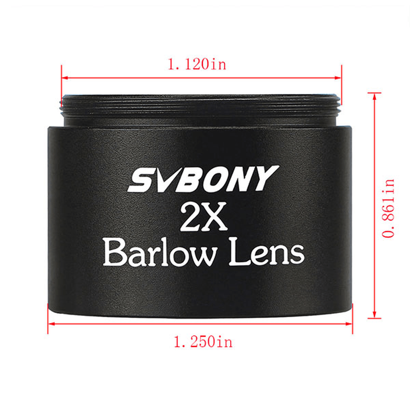 SVBONY 1.25'' Barlow Lens 2X Telescope M28.6*0.6 Thread for Standard Monocular Binoculars Optics Compact Eyepiece 31.7Mm - MRSLM