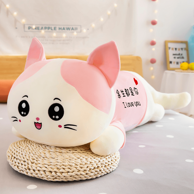 Cute Cat Plush Toy Sofa Cushion Long Throw Pillow - MRSLM