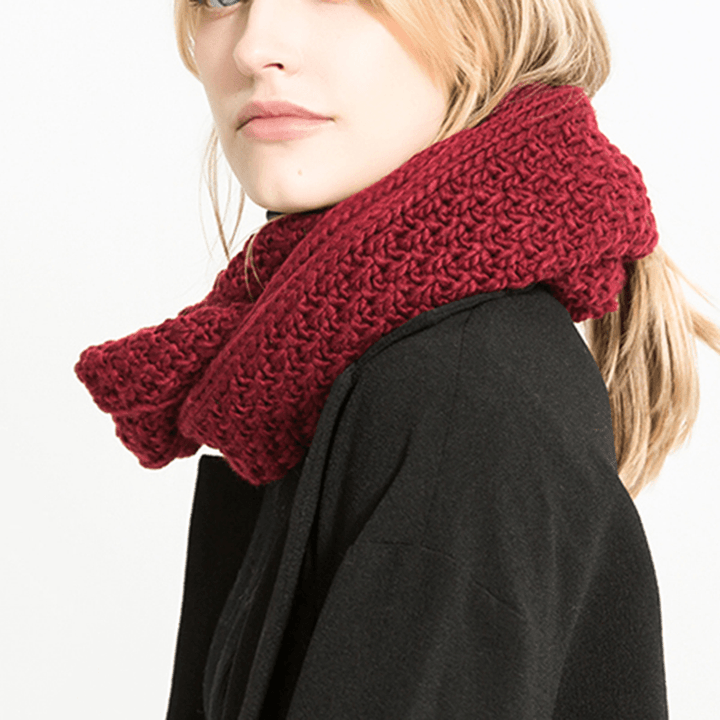 Women Solid Knitted Collar Scarves Warm Neck Scarves - MRSLM