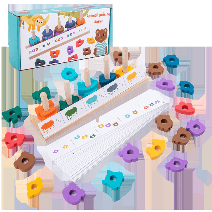 Children'S Toy Animal Matching Sets of Column Assembling Building Blocks - MRSLM