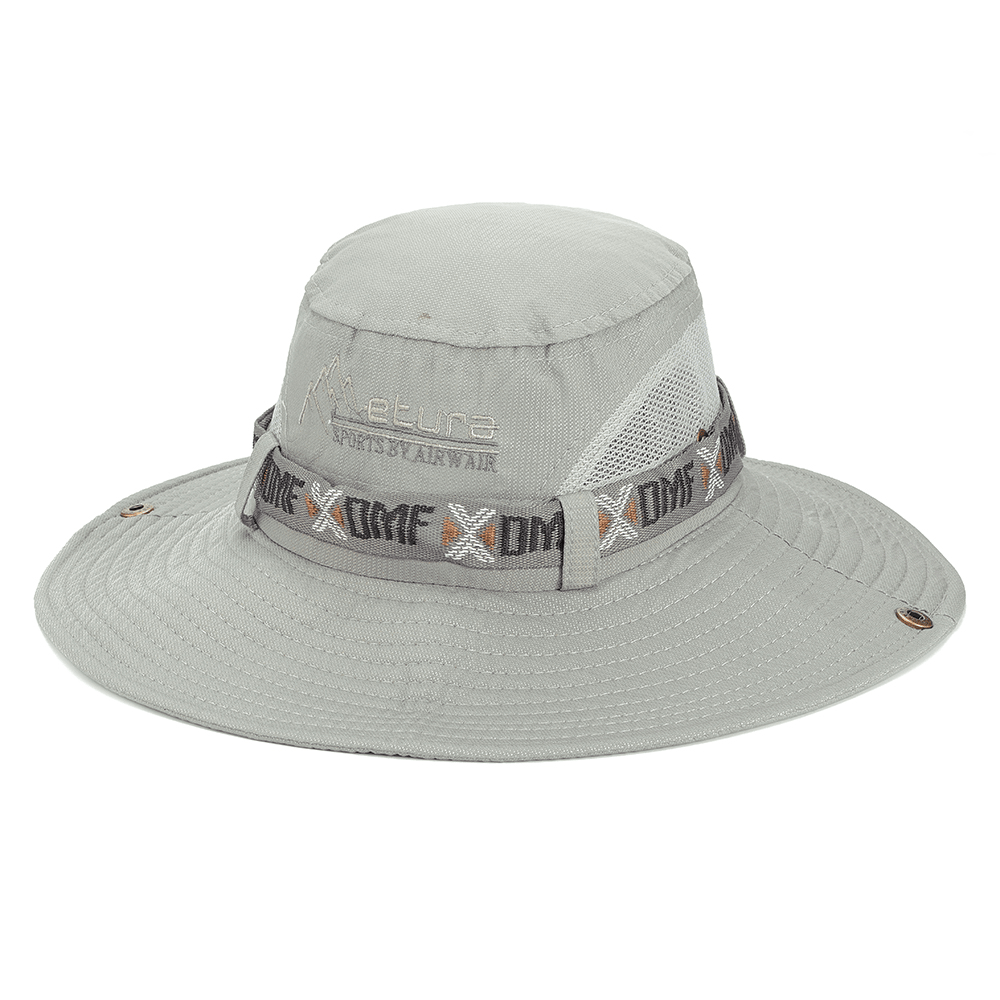 Men Breathable Cotton Wide Brimmed Bucket Hat Outdoor UV Resistence Fisherman Cap - MRSLM