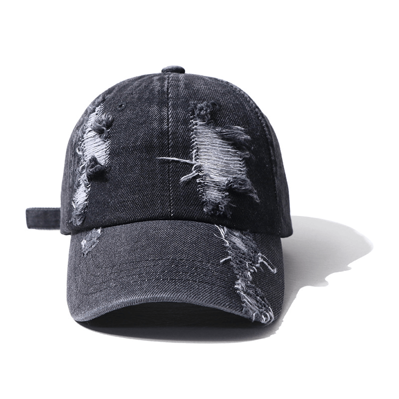 Men'S and Women'S Hole Denim Casual Duck Tongue Baseball Cap - MRSLM