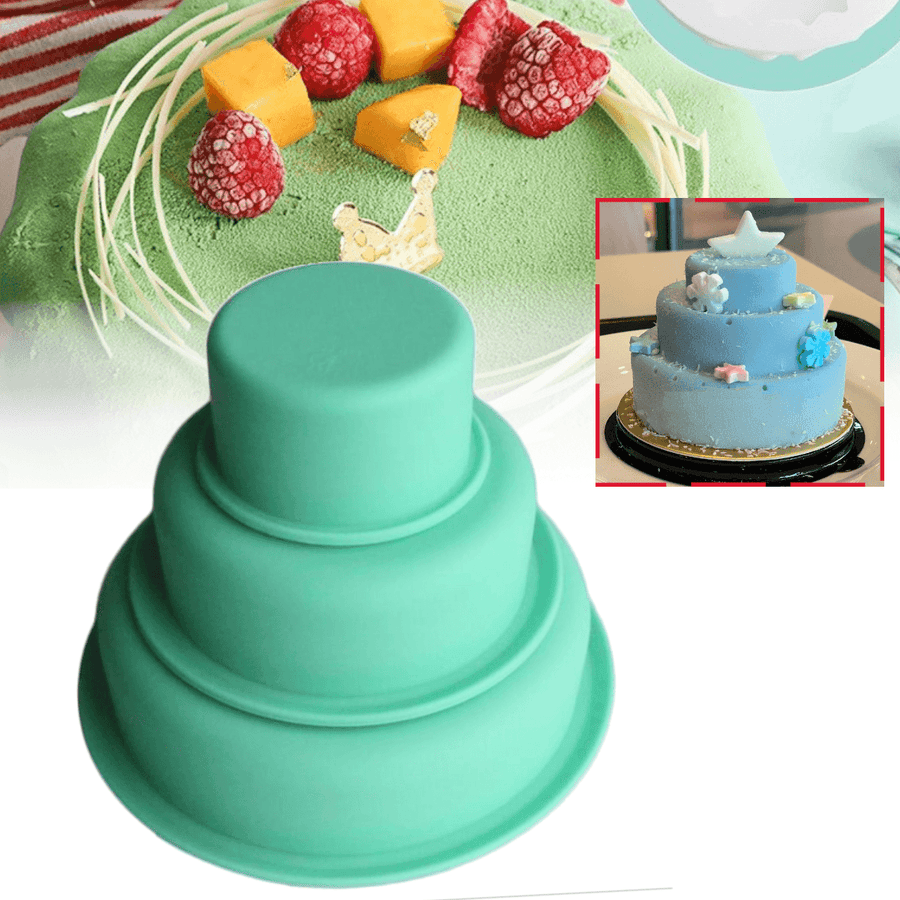 3Pcs Cake Molds round Bake Pan DIY Party Wedding Birthday Cupcake Mould Baking Tool - MRSLM