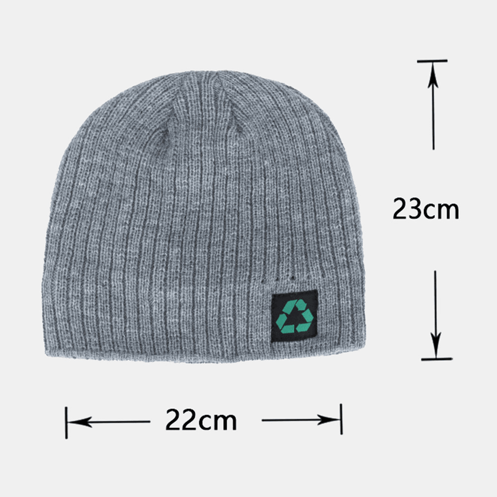 Men plus Fleece Striped Knitted Hat Hip Hop Outdoor Winter Warm Soft Beanies Adult Hat Beenie Hat for Women - MRSLM