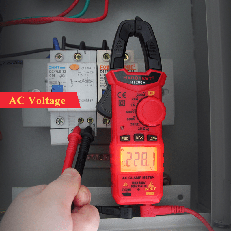 HT200A High Accuracy Mini Digital AC DC Clamp Meter Voltage Current Measurement Amper Clamp Meter - MRSLM