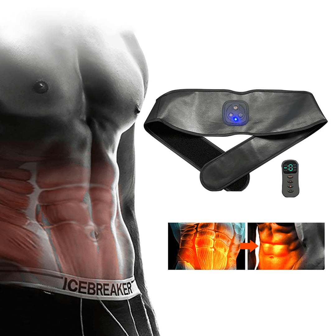 EMS Waist Massager Adjustable 6 Modes 15 Gear Muscle Abdominal Stimulator Training Waist Slimming with Remote Control - MRSLM