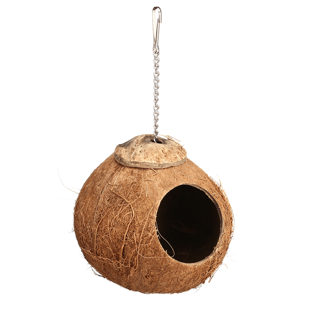 Bird Nest Natural Coconut Shell Bird Nest Parakeet House Hut Parrot Cage Pet Toys Feeder Feeding Cages - MRSLM