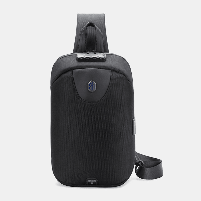 Men USB Charging Anti-Theft Code Lock Chest Bag Multi-Function Large Capacity Outdoor Travel Crossbody Bag - MRSLM