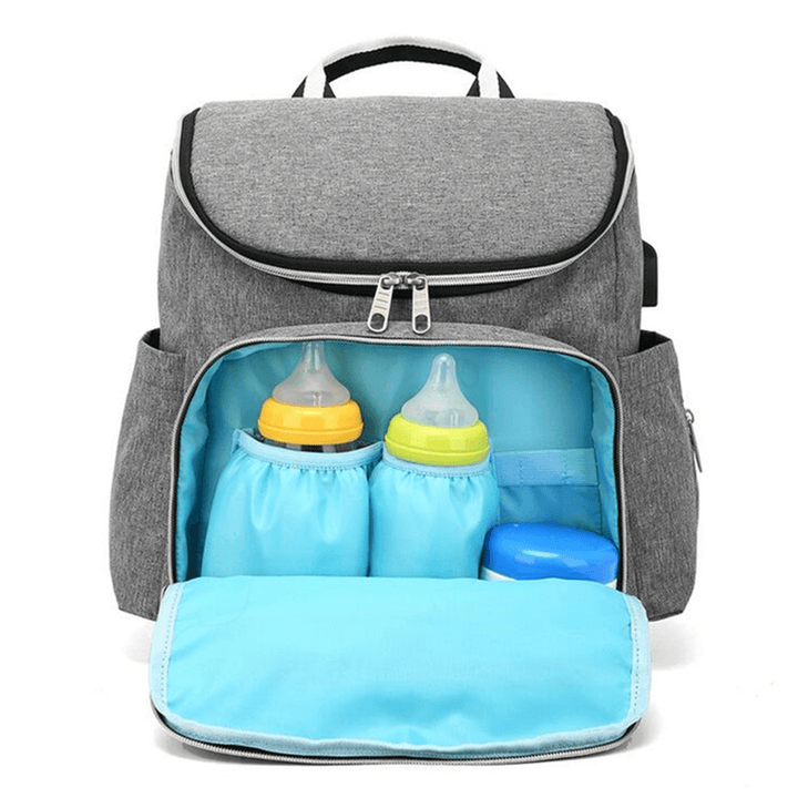 Bang Good 20L Outdoor Travel USB Mummy Backpack Waterproof Multifunctional Baby Nappy Diapers Bag - MRSLM