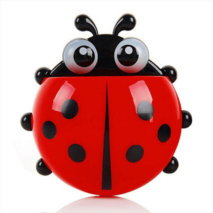 Cute Pocket Ladybug Wall Suction Cup Pocket Toothbrush Holder Bathroom Hanger Stuff Home Decoration - MRSLM