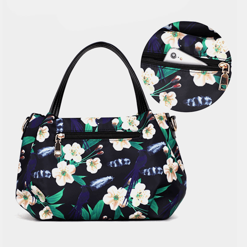 Women Fashion Flower Handbag Printed Crossbody Bag - MRSLM