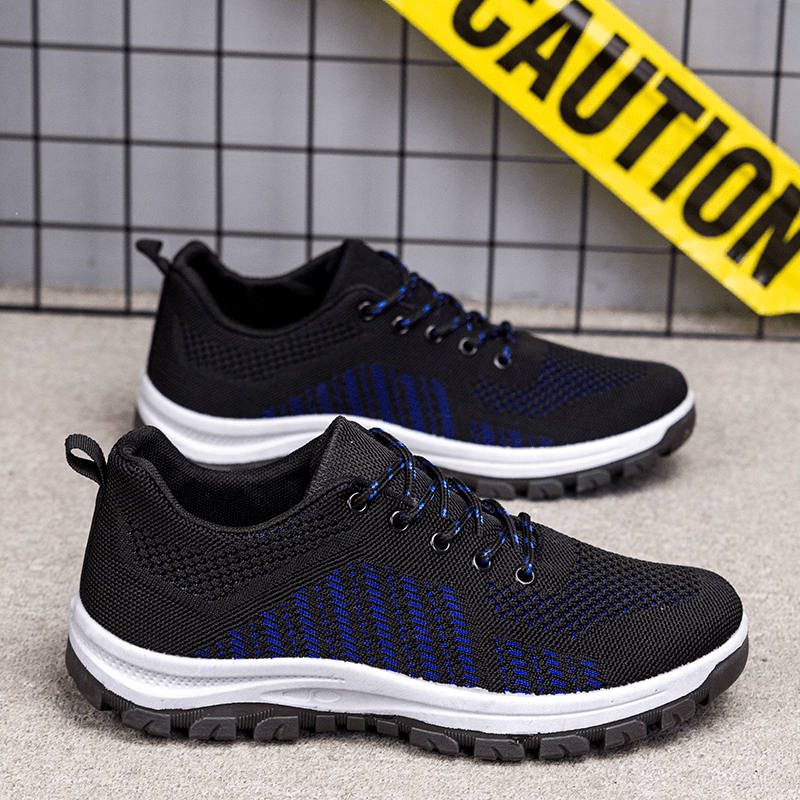 Men Breathable Fly Weave Soft Bottom Non Slip Comfy Sports Casual Running Shoes - MRSLM