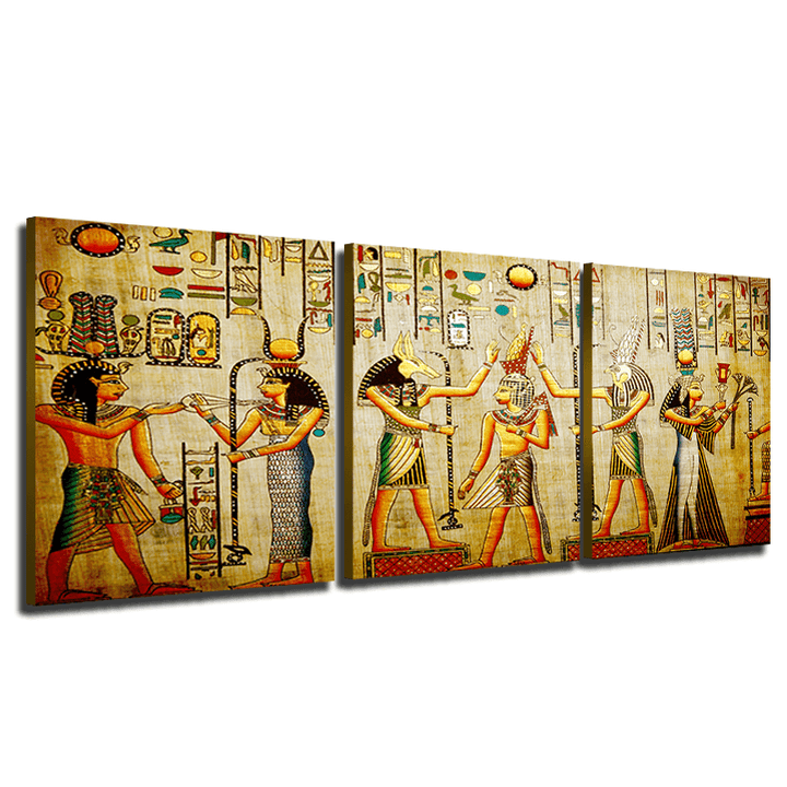 Miico Hand Painted Three Combination Decorative Paintings Cleopatra Portrait Wall Art for Home Decoration - MRSLM