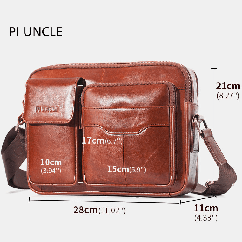 Men Genuine Leather Large Capacity Crossbody Bag Business Bag for Outdoor Business - MRSLM