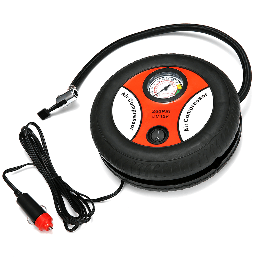 AUGIENB DC 12V 260PSI Tyre Inflator Vehicle Car Air Pump Inflatable Compressor Inflator - MRSLM