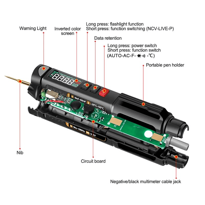 RELIFE DT-01 3 in 1 Smart Pen-Type Digital Multimeter + Non-Contact Tester + Phase Sequences Meter Mobile Phone Repair Tools - MRSLM