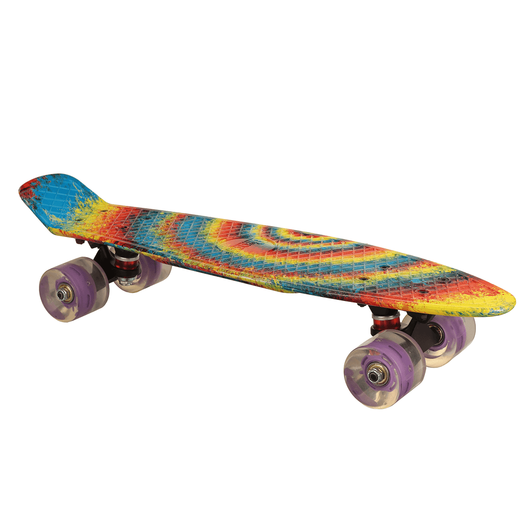 22'' Kids Completed Skateboard Long-Board Retro Banana Skateboard with Flashing Wheels for 6-12 Years Old - MRSLM