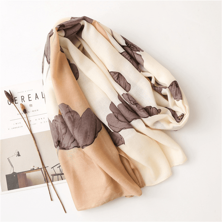 All Match Stitching Floral Long Cotton and Linen Scarf - MRSLM