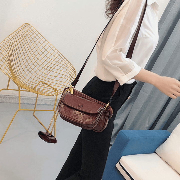 Women Fashion 3Pcs Argyle Solid Shoulder Bag Crossbody Bag - MRSLM