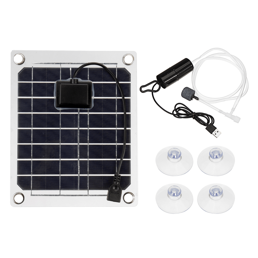 20W Monocrystalline Silicon Solar Air Pump Portable USB Oxygen Pump Solar Powered Oxygen Air Pump for Aquarium Fish Tank Water Oxygenator Pond Aerator Airpump - MRSLM