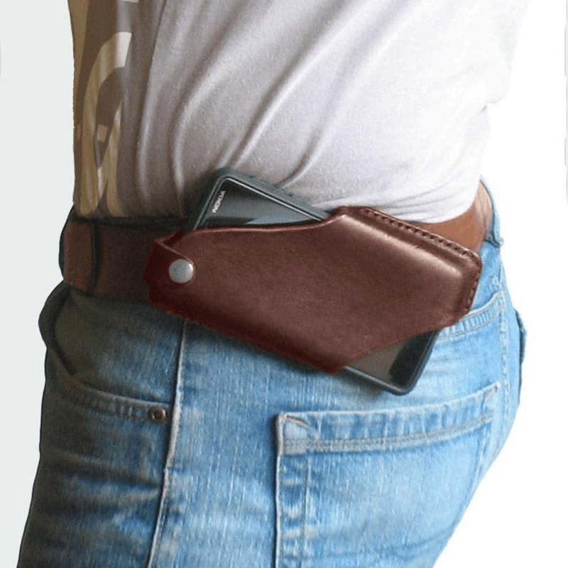 Men Genuine Leather 4.7Inch~6.5 Inch Phone Bag Waist Bag Easy Carry EDC Bag for Outdoor - MRSLM